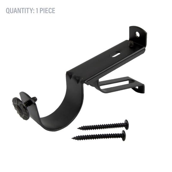 1.5 in. Dia. Single Curtain Rod Mounting Bracket, Black