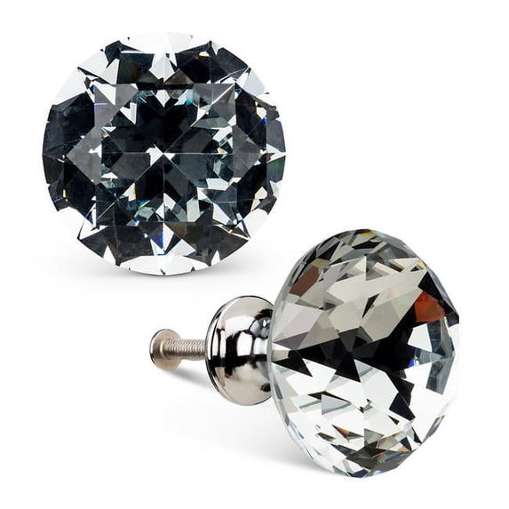 1.5 in. Flat Cut Crystal Knob, Clear - Large