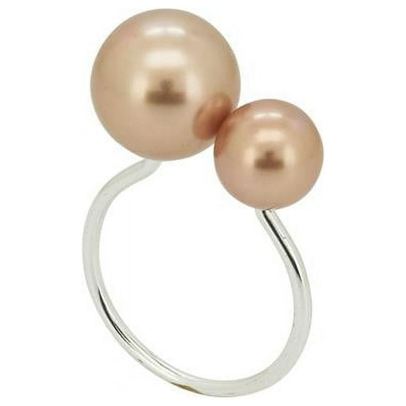 1.5 in. Pearl Design Napkin Rings, Champagne - Set of 4