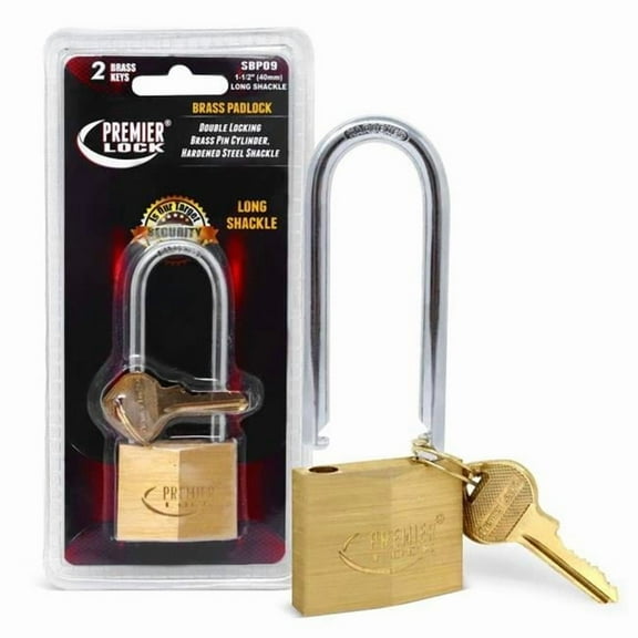 1.5 in. Solid Brass Padlocks - Polished - Diamond Design with 2 Keys-Long Shackle