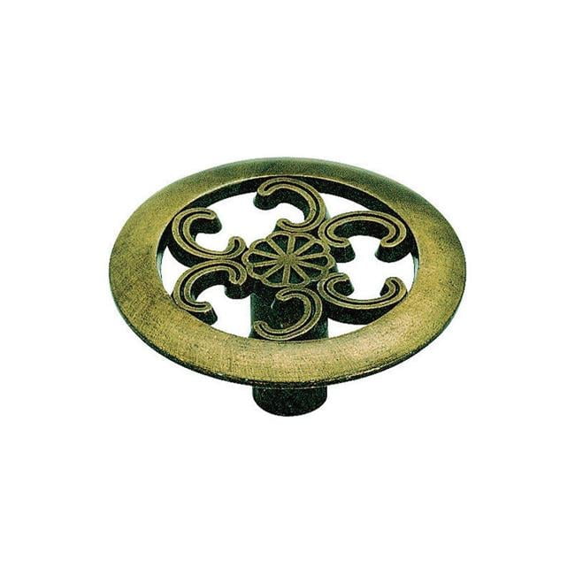 1.5 in. dia. Allison Round Furniture Knob - Antique Brass  0.75 in. Projection