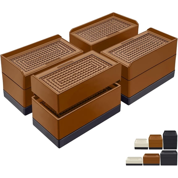 1.5 inch Furniture Risers, Rectangle Adjustable Risers Blocks for Bed Sofa Table and Couch Lifting,Heavy Duty Support Up to 1,300 Lbs (4 Pack-Black)