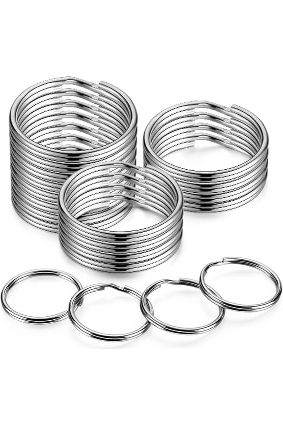 1.5 inch Key Rings Bulk (30pcs, Round), 38mm (1 1/2 inch) Sliver Metal Spilt Key