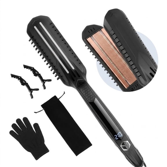 1.5-inch Titanium Hair Straightener Flat Iron, Dual Infrared with LCD Display, 19 Temp Settings (210F-450F)