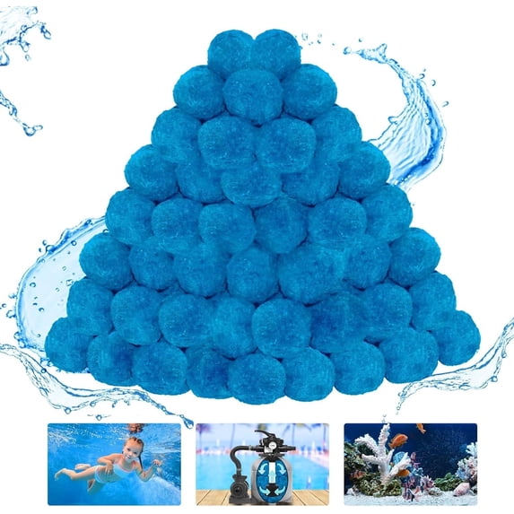 1.5 lbs Pool Filter Ball for Sand Filter Pump for Above Ground Pool, Pool Filter Media Balls Instead of Sand, Reusable Eco-Friendly Fiber Filter Media Balls (Equivalent to 50 lbs of Pool Filter Sand)