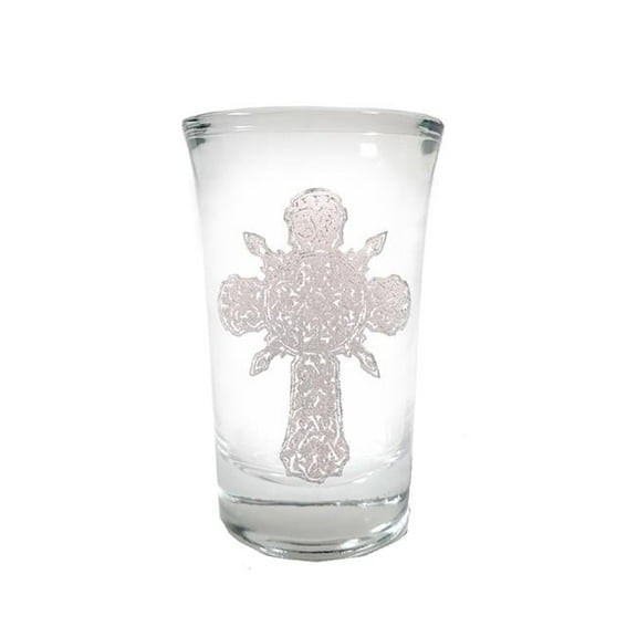 1.5 oz Ornate Celtic Cross Engraved Shot Glass