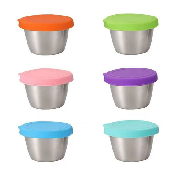 1.5 oz Stainless Steel Condiment Cups (6 Pack), Individual Portion Dipping Sauce Cups, Small Metal Ramekins for Ketchup, Marinara, BBQ Sauce, and More! Reusable Condiment Cups for Restaurants
