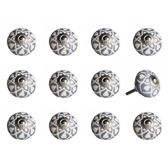1.5" x 1.5" x 1.5" Blue Cream (Beige) with Silver Knobs 12 Pack