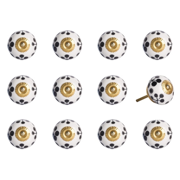 1.5" x 1.5" x 1.5" White Black and Yellow  Knobs 12 Pack