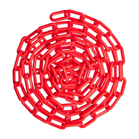 US Weight 1.5" x 10' Red Plastic Safety Chain ft. SunShield UV Resistant Technology