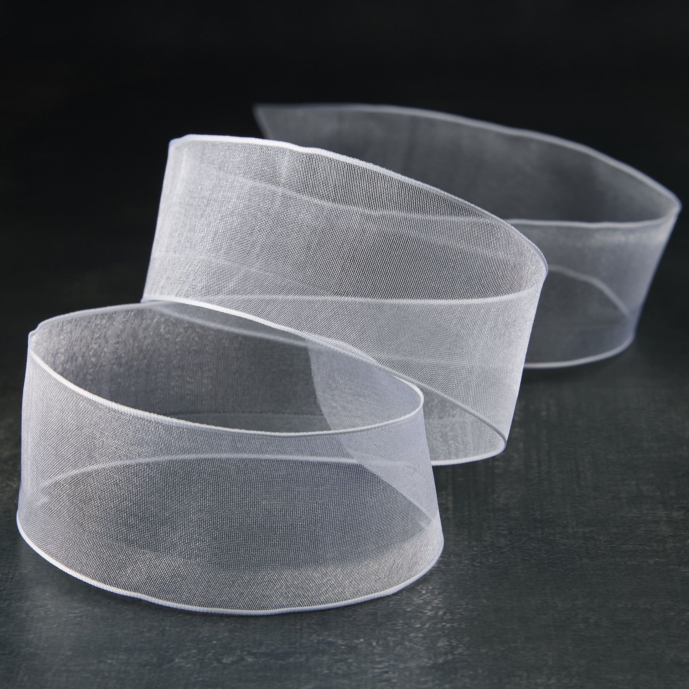 1.5" x 15 yd. Sheer Wired Ribbon by Celebrate It – White - Woven Selvage for Gift Wrapping - Bows & Decorative Accents - 12 Pack
