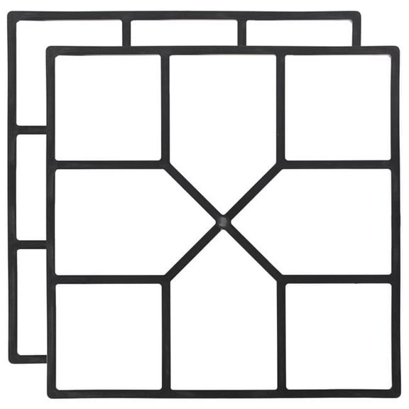 1.5 x 16 x 16 in. Decorative Pavement Mold Cement Form Stamp Walkway Maker Patio Stepping Stone Pavers Reusable Pathway Mould, Black - Pack of 2