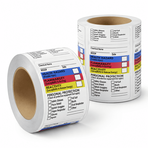 1.5 x 2.5 Inch Right to Know SDS/MSDS Label Stickers, 500 Total Count 2 Rolls