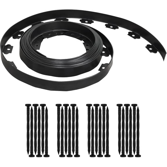 1.5" x 20' Landscape Edging Kit, Garden Edging Coil Comes with 24 count Spikes, No Dig Lawn Border Design