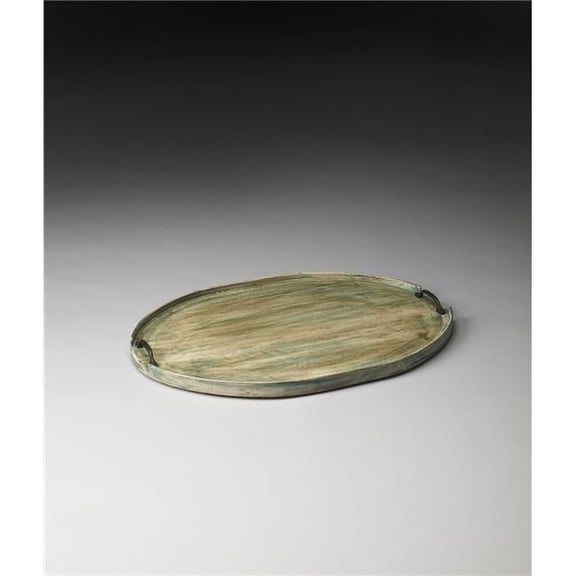 1.5 x 26.5 x 18.5 in. Distressed Green Wood Serving Tray