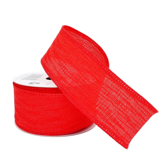 1.5" x 3 yd. Red Grosgrain Wired Ribbon by Celebrate It – Red - Woven Sonic Welded Selvage for Bows - Crafts & Gift Wrapping - 12 Pack