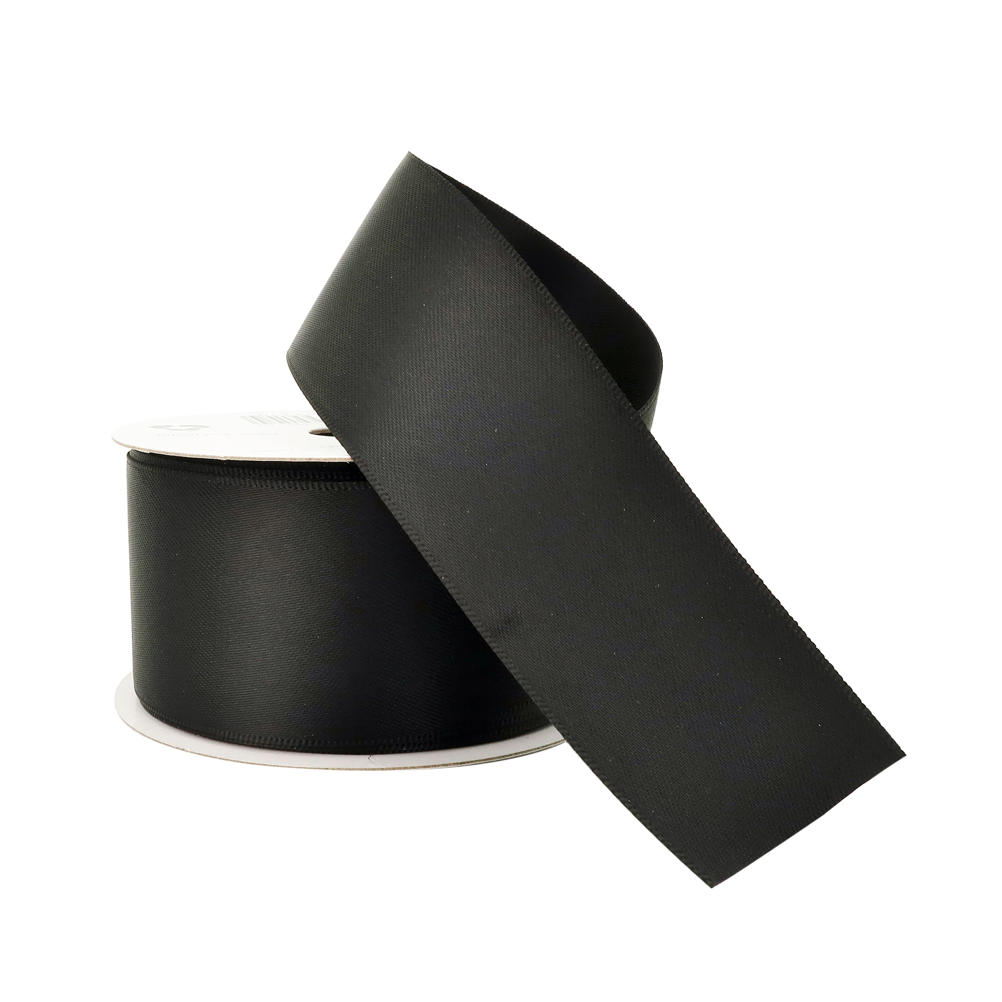 1.5" x 3yd. Black Satin Ribbon by Celebrate It – Non-Wired Woven Selvage Edge - Ideal for Gift Wrapping - Crafts & Decor - 12 Pack