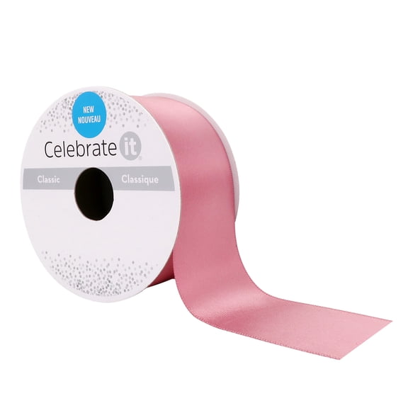 1.5" x 3yd. Dusty Pink Satin Wired Ribbon by Celebrate It – Woven Selvage Edge - Ideal for Gift Wrapping - Baskets & DIY Decor - 12 Pack