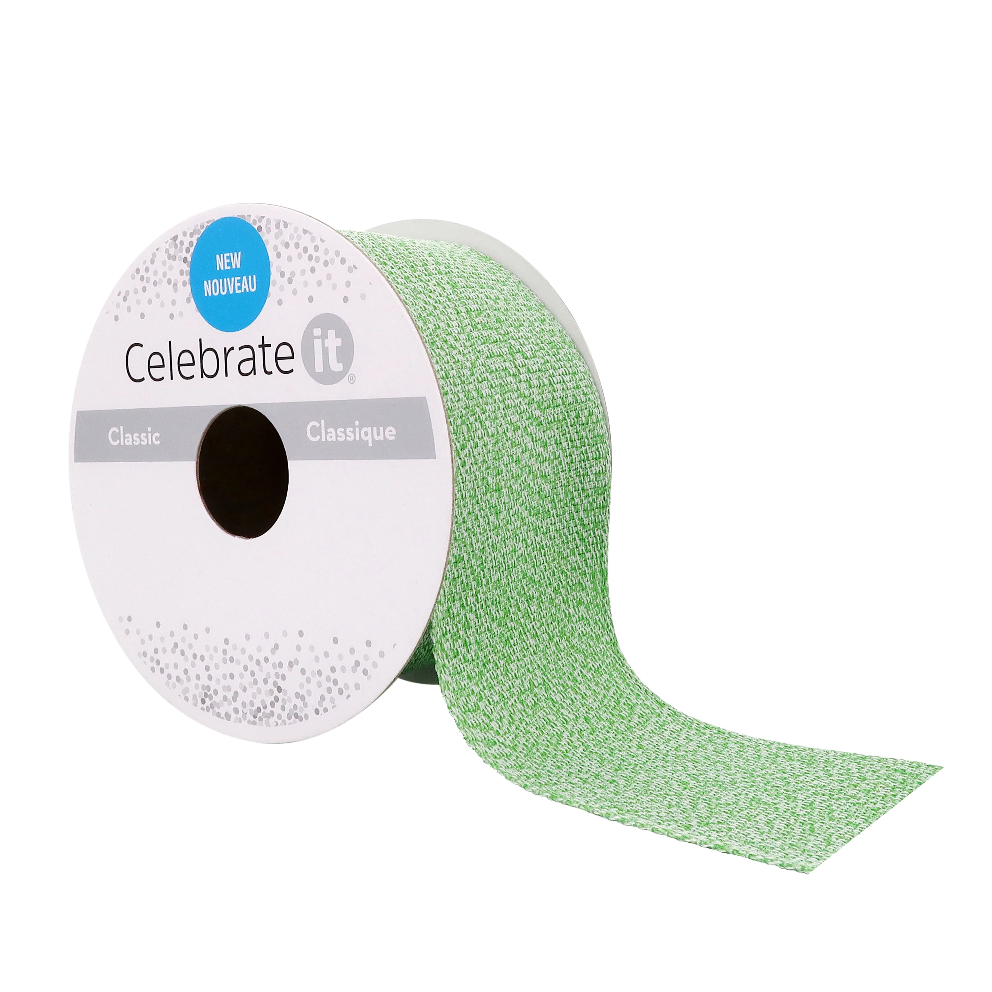 1.5" x 3yd Green Wired Ribbon by Celebrate It – Durable Nylon & Polyester Blend - Woven Selvage - Ideal for Crafts - Bows & Gift Wrapping - 12 Pack