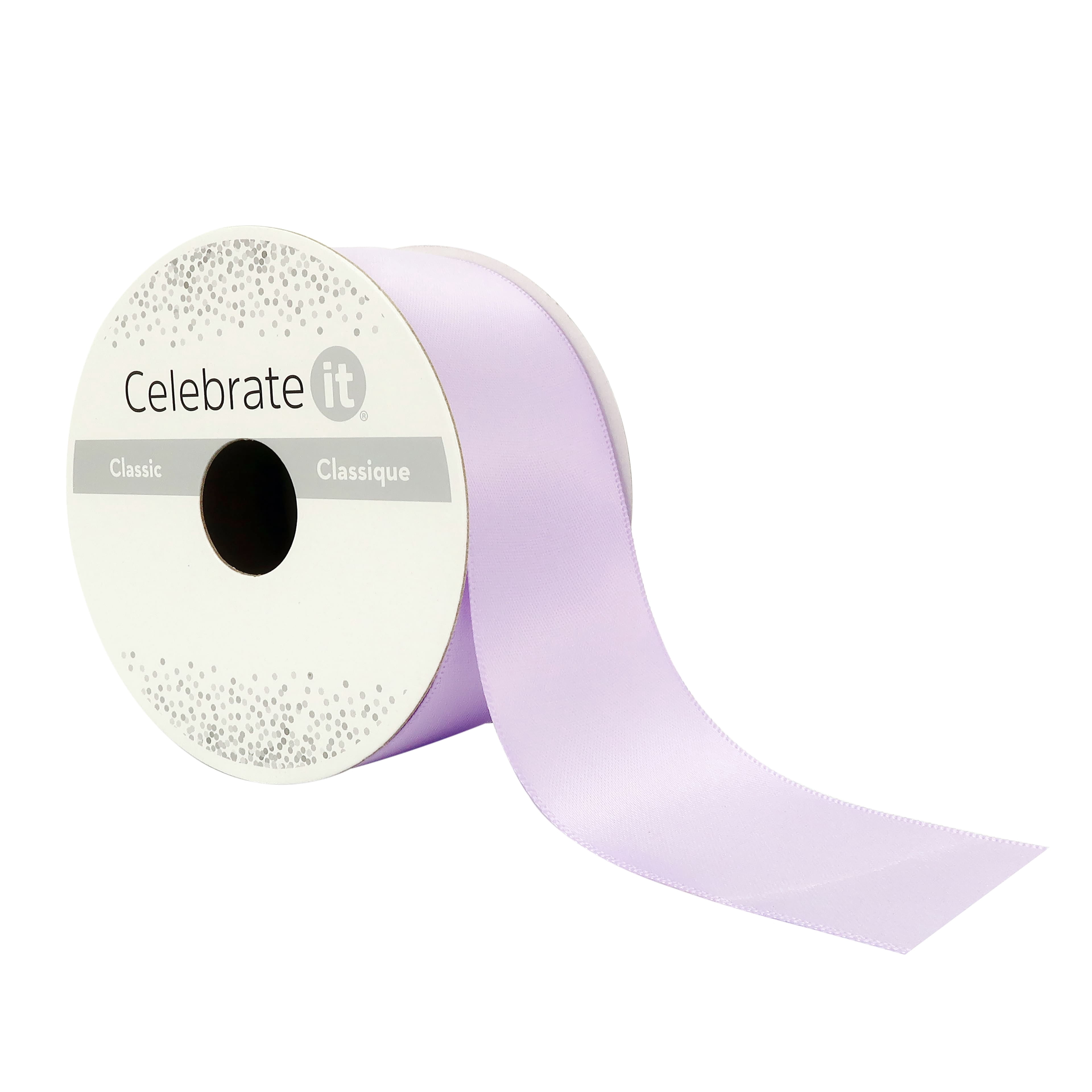 1.5" x 3yd. Lavender Satin Ribbon by Celebrate It â€“ Non-Wired Woven Selvage Edge - Ideal for Gift Wrapping - Crafts & Decor - 12 Pack