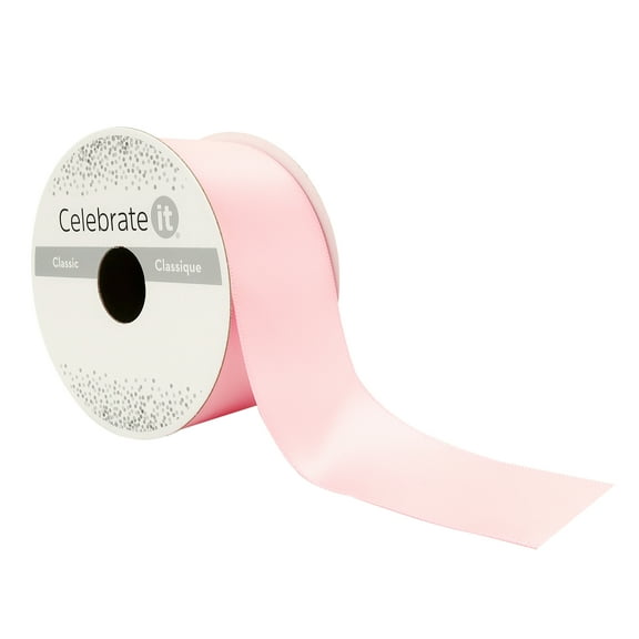 1.5" x 3yd. Pink Satin Ribbon by Celebrate It – Non-Wired Woven Selvage Edge - Ideal for Gift Wrapping - Crafts & Decor - 12 Pack