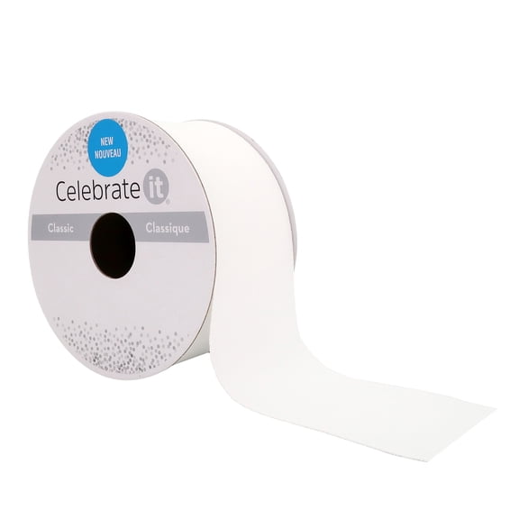 1.5" x 3yd White Faux Suede Ribbon by Celebrate It â€“ Soft Polyester Texture - Non-Wired with Woven Selvage - Ideal for Crafts & Decor - 12 Pack