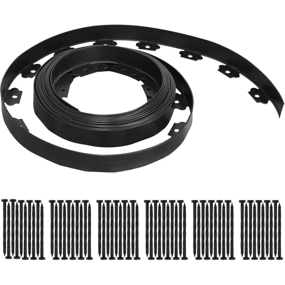 1.5" x 60' Landscape Edging Kit, Garden Edging Coil Comes with 60 count Spikes, No Dig Lawn Border Design