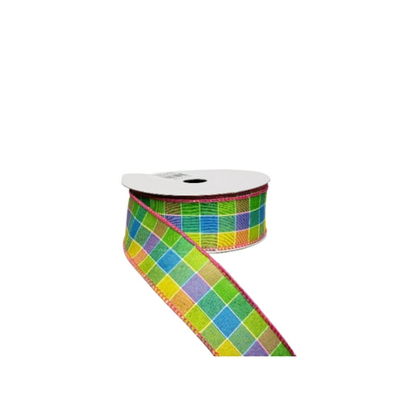 1.5"x10yd Bright Check Spring Ribbon - Vibrant Colors for Your Spring Creations-RGA1859