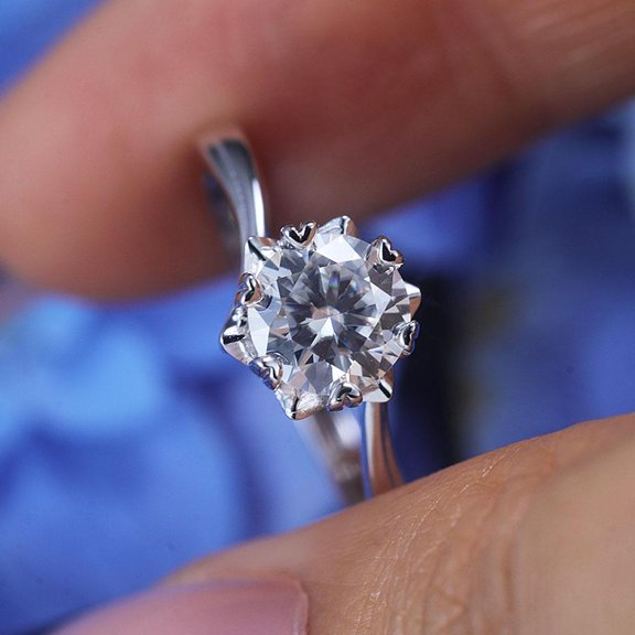 1.50 - 2.00 CT Snowflake Design Round Cut Moissanite Ring, Dcolor VVS Moissanite Ring /  Art Deco Engagement Ring for women