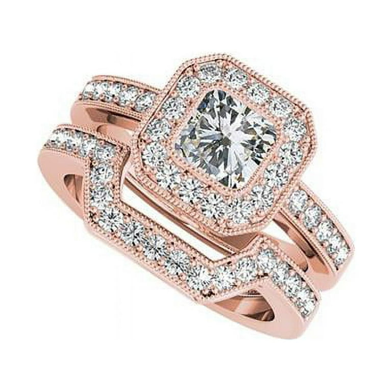 Rose Gold Real Looking Cubic Zirconia Wedding Sets Rose Gold The