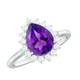 thumbnail image 1 of Rosec Jewels 1.50 CT Amethyst and Diamond Ring, Amethyst Cocktail Ring, Vintage Inspired Amethyst Ring, Amethyst Engagement Jewelry, 10K White Gold, US 8.50, 1 of 5