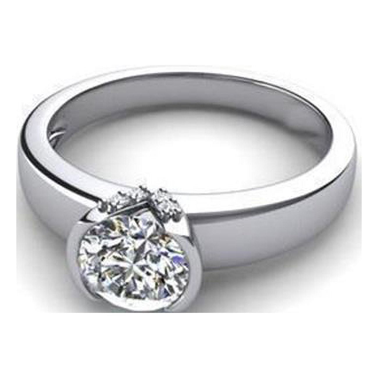1.50 CT Bezel Set Brilliant Cut Diamonds Wedding Ring - 14K White Gold ...