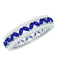 thumbnail image 1 of Rosec Jewels Lab Grown Blue Sapphire Eternity Wedding Band for Women - Blue Sapphire Diamond Ring - AAAA Grade - with Jewelry Box, 14K White Gold, US 10.00, 1 of 9