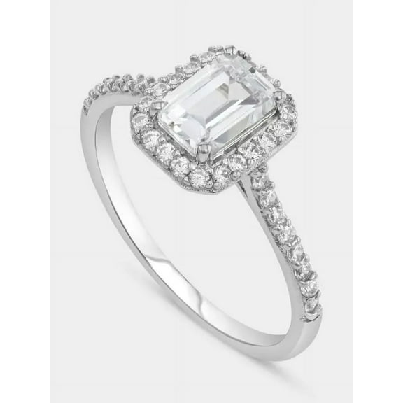 1.50 CT Emerald Cut Ring White Gold Engagement Ring Moissanite Diamond Birthday Gift for Sister