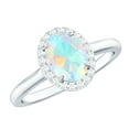 thumbnail image 1 of Rosec Jewels 1.50 CT Ethiopian Opal and Diamond Halo Engagement Ring, 6X8 MM Oval Cut Ethiopian Opal Engagement Ring, October Birthstone Ring, 18K White Gold, US 4.50, 1 of 10