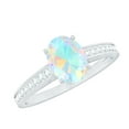 thumbnail image 1 of Rosec Jewels Natural Ethiopian Opal and Diamond Ring, 6X8 MM Oval Cut Ethiopian Opal Solitaire Ring, Surface Prong Set Ethiopian Opal Solitaire Ring, 10K White Gold, US 10.50, 1 of 10