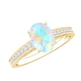 thumbnail image 1 of Rosec Jewels Natural Ethiopian Opal Oval Engagement Ring for Women (1.2 Carat, AAA Quality) - Opal Diamond Ring with Jewelry Box, 14K Yellow Gold, US 10.00, 1 of 9