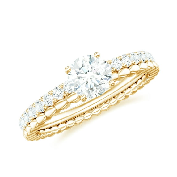 1.50 CT Moissanite Solitaire Engagement Ring for Women in Gold (5 mm Round Shape Moissanite), 10K Yellow Gold, US 12.75