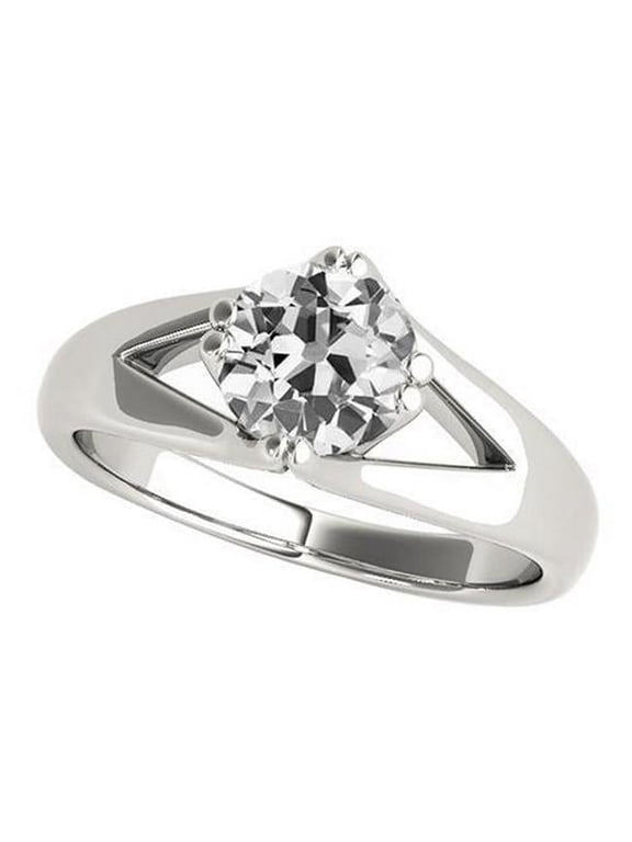 1.50 CT Old Cut Diamond Solitaire Split Shank Engagement Ring, Size 6.5
