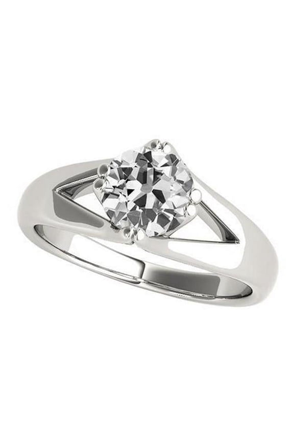 1.50 CT Old Cut Diamond Solitaire Split Shank Engagement Ring, Size 6.5