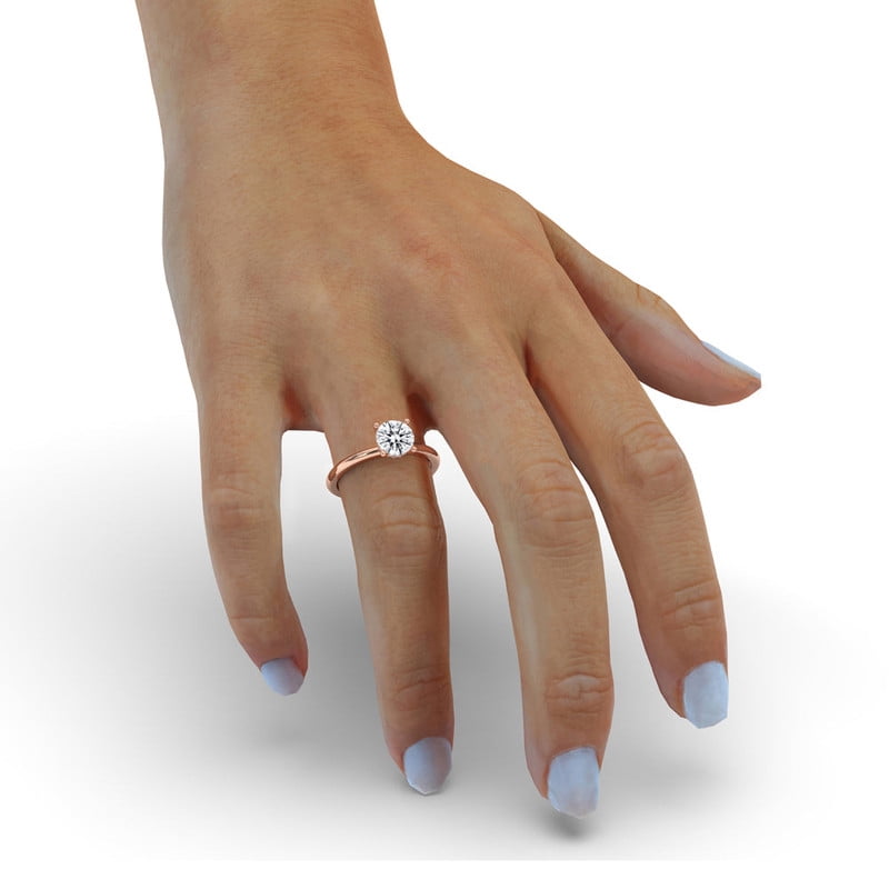 1.50 CT Round Brilliant Cut Diamond Hidden Halo Engagement Ring 4 Prong ...