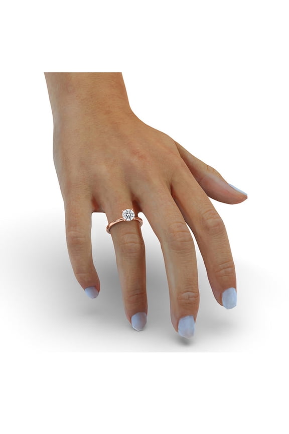 1.50 CT Round Brilliant Cut Diamond Hidden Halo Engagement Ring 4 Prong Set Delicate Ring For Women 18k Rose Gold Unique Proposal Ring