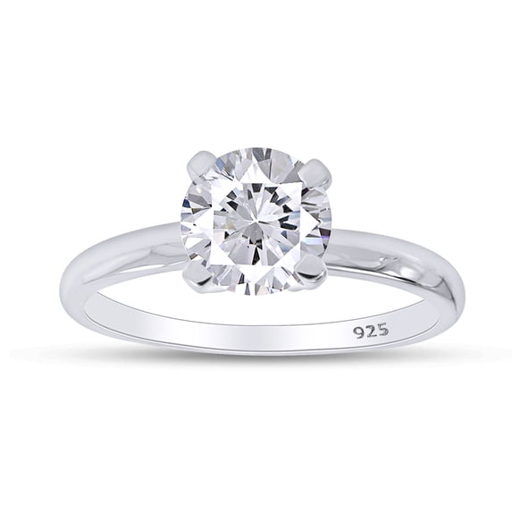 1.50 CT Round Cut White Cubic Zirconia Solitaire Ring For Women In 14K White Gold Plated 925 Sterling Silver (Color: White, Clarity: VVS1-VVS2, 1.50 Cttw) -6