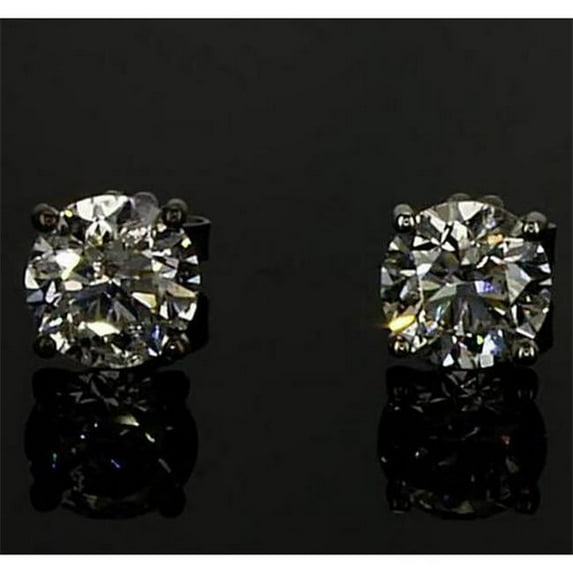 1.50 CT Round Diamond Stud Earrings Prong Set, 14K White Gold
