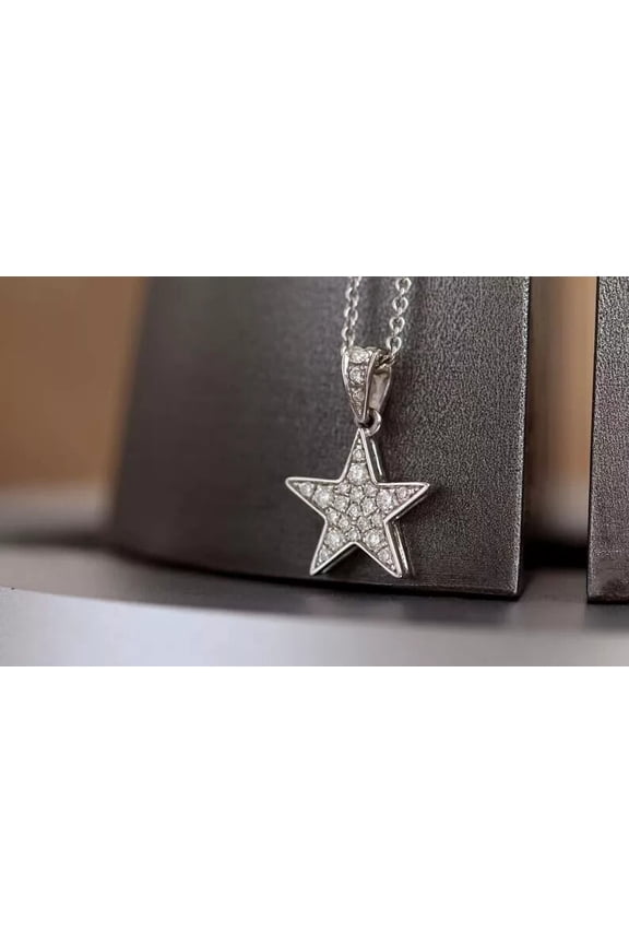 1.50 CT Round Lab Created Diamond Star Pendant Necklace 14K White Gold Plated
