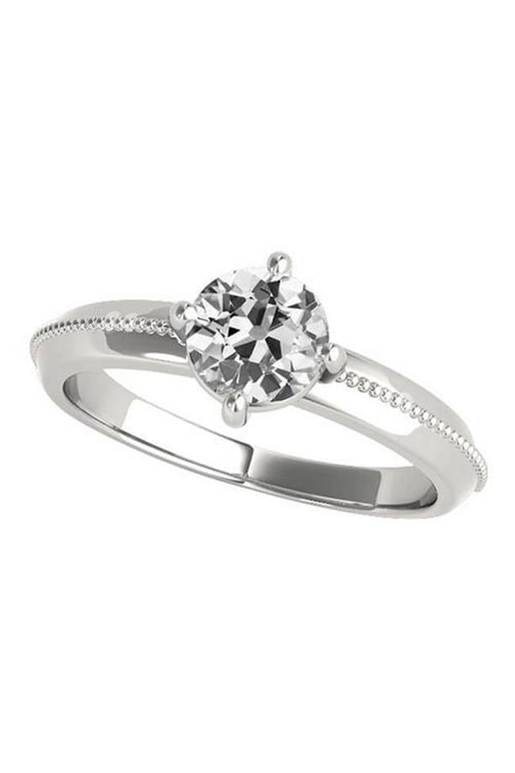1.50 CT Solitaire Old Mine Cut Diamond 4 Prong Set Engagement Ring, Size 6.5