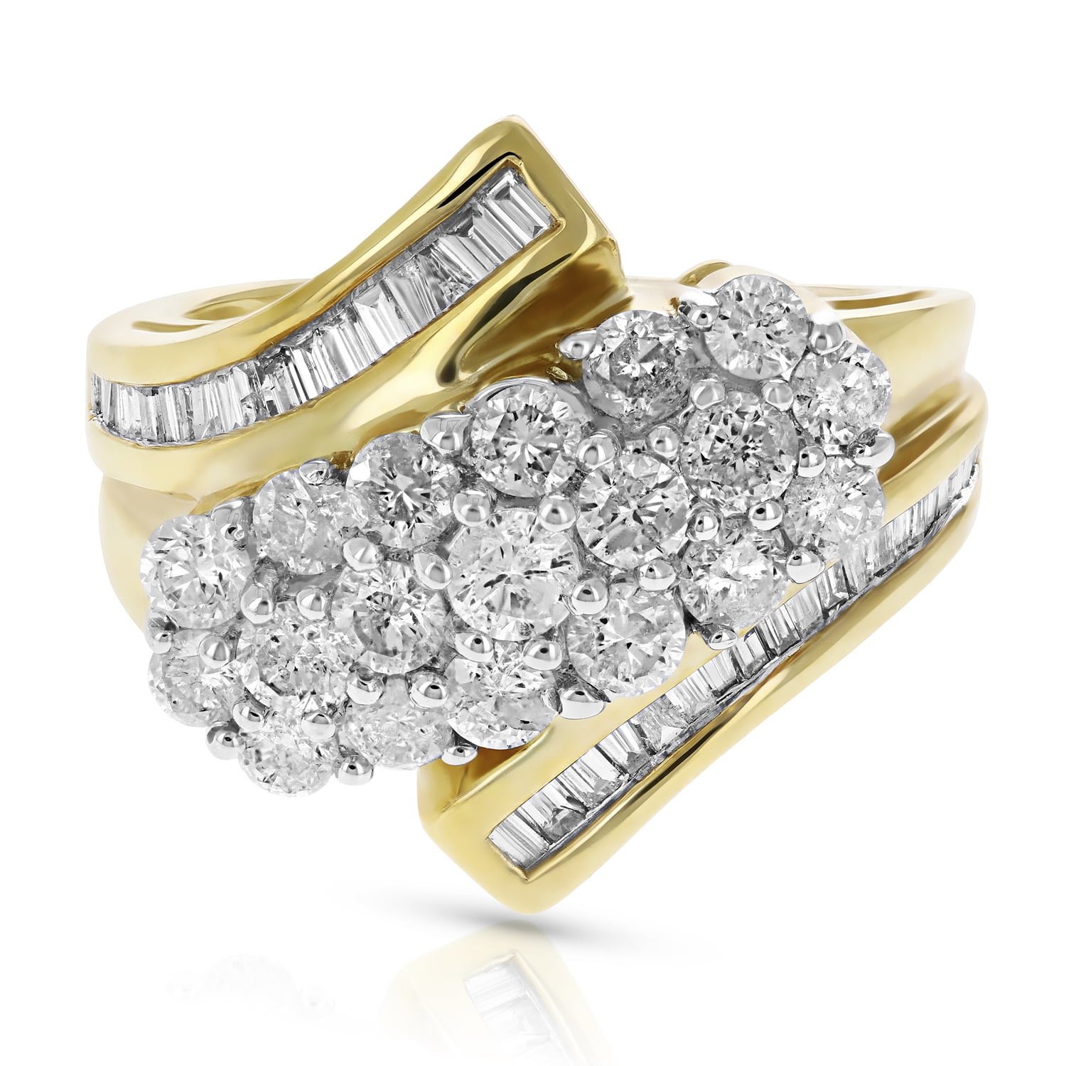 A Ladies 14 Karat Yellow Gold Double Diamond Swirl Cocktail Ring –  Philadelphia Gold & Silver Exchange
