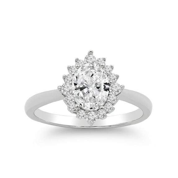 1.50 CTTW Moissanite Oval Halo Engagement Ring in 925 Sterling Silver, Promise Ring, Giorgio Bergamo