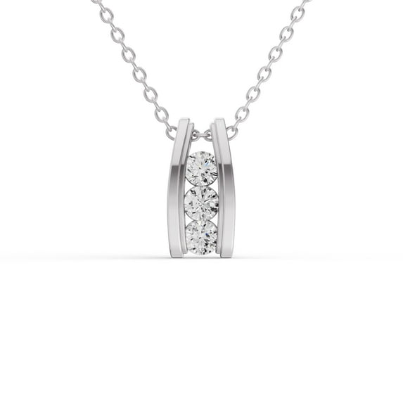 1.50 CTW Lab Grown Diamond Three Stone Ladder Pendant in 10K White Gold