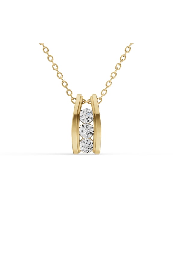 1.50 CTW Lab Grown Diamond Three Stone Ladder Pendant in 10K Yellow Gold